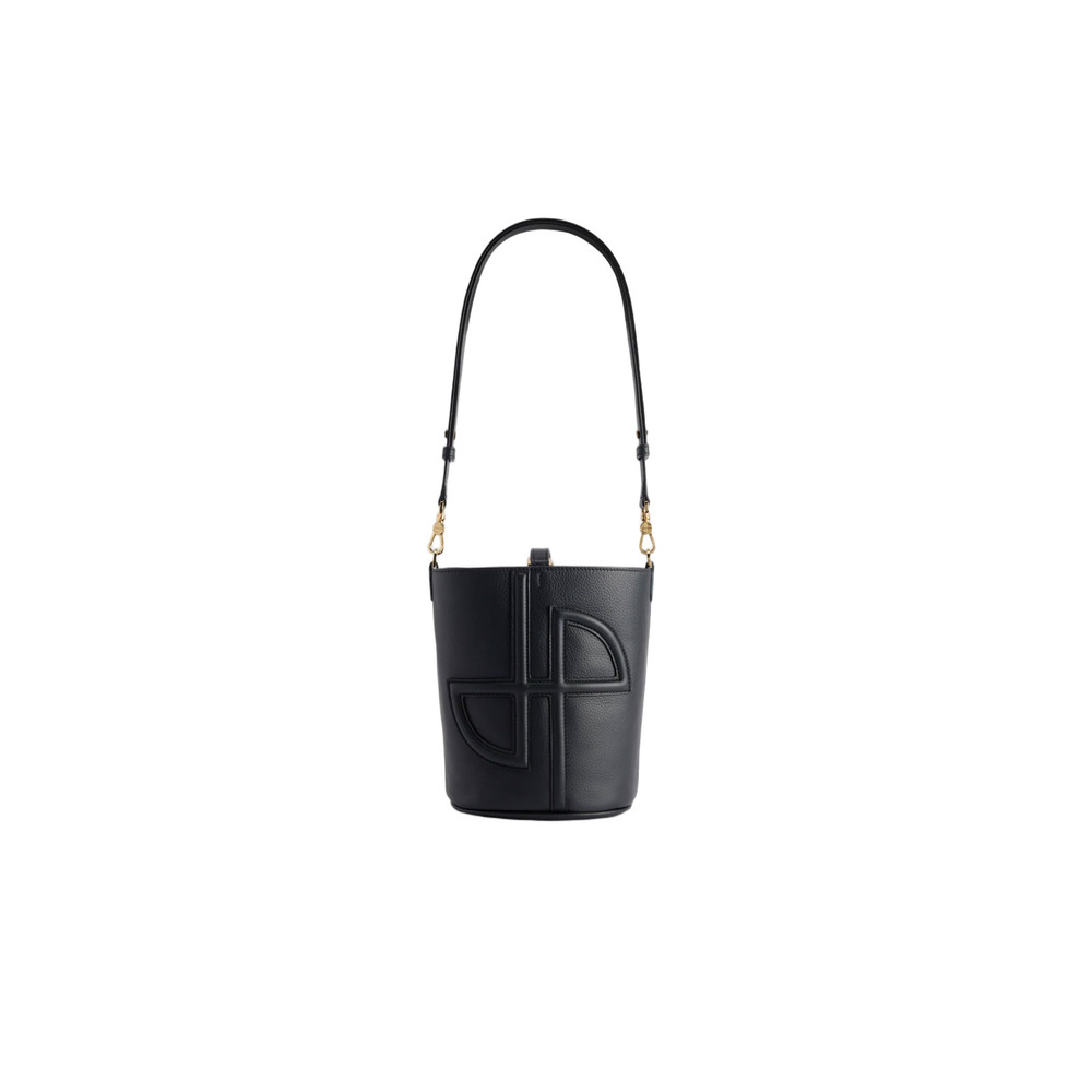 PATOU Small Black Grained Leather Bucket Bag